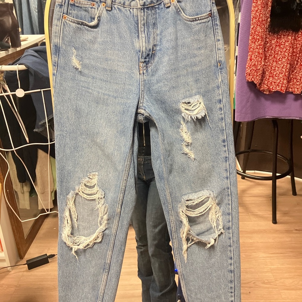 Distressed Blue Jeans